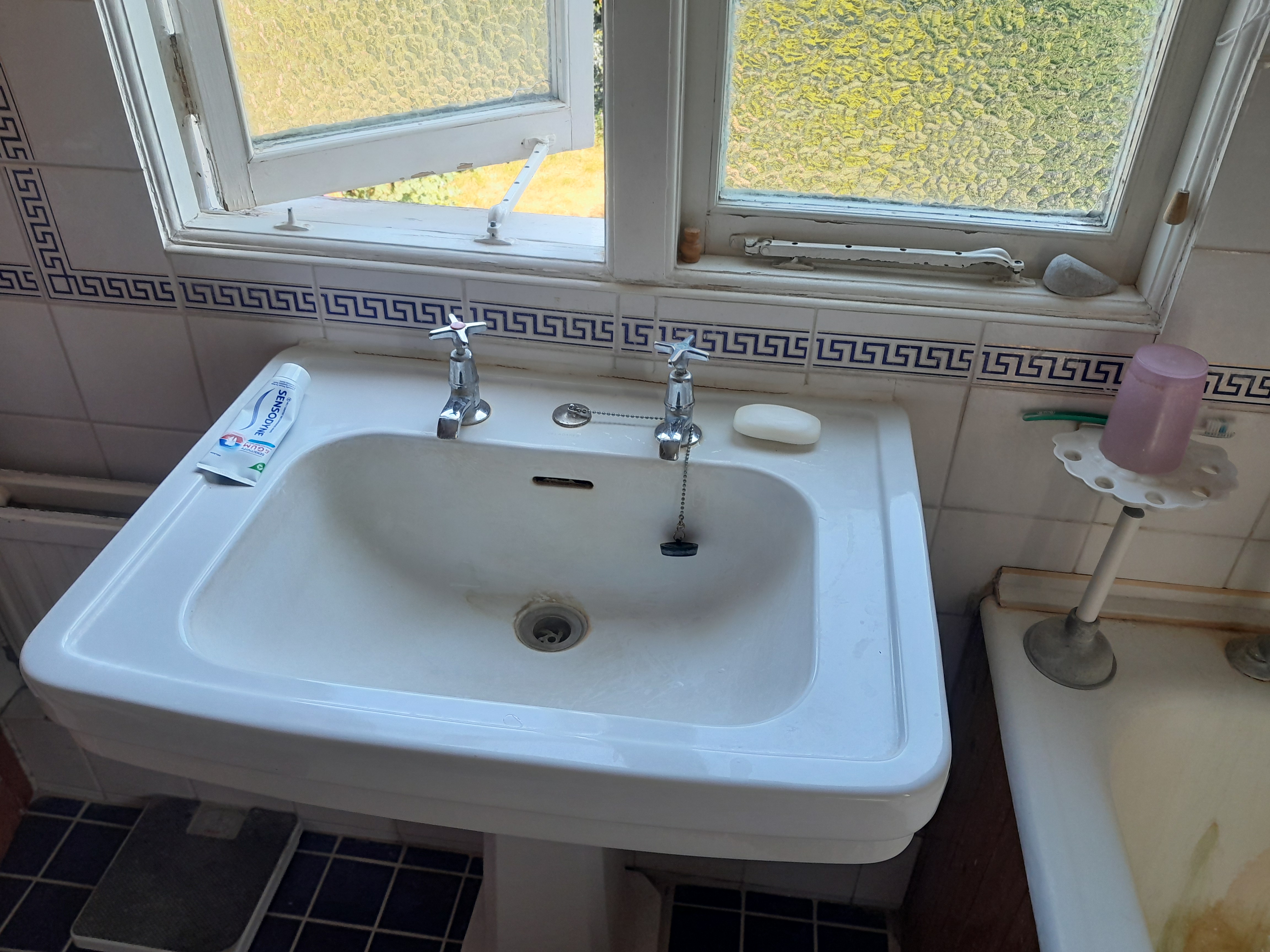 Old bathroom sink before replacement, Surbiton plumbing job